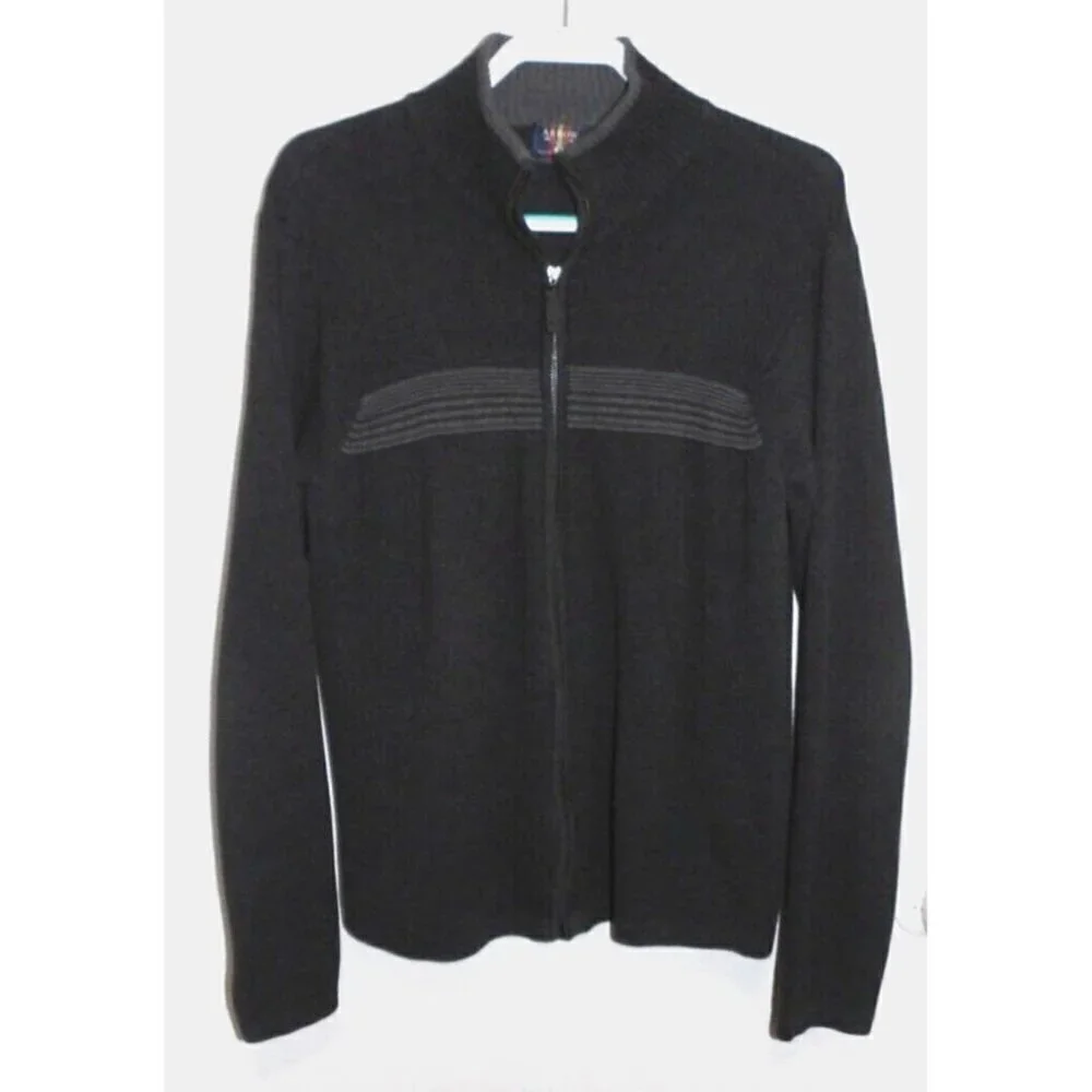 ARROW gray full zip cardigan sweater 100% cotton men's size M